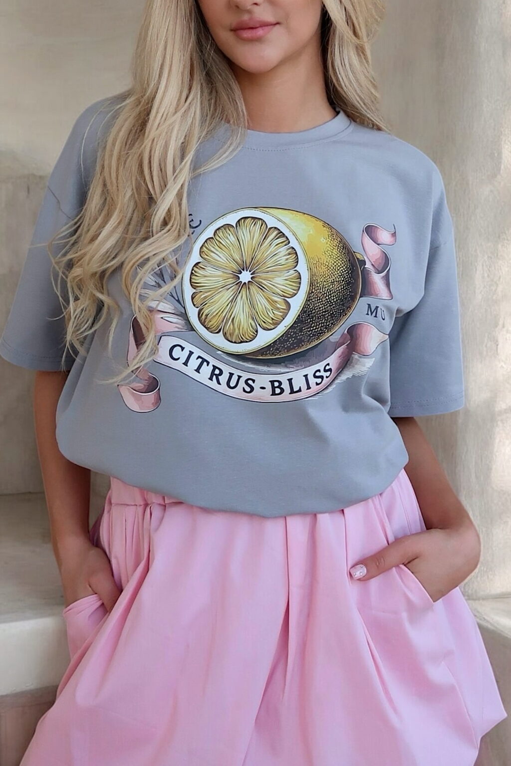 T-SHIRT Citrus Bliss | Szary