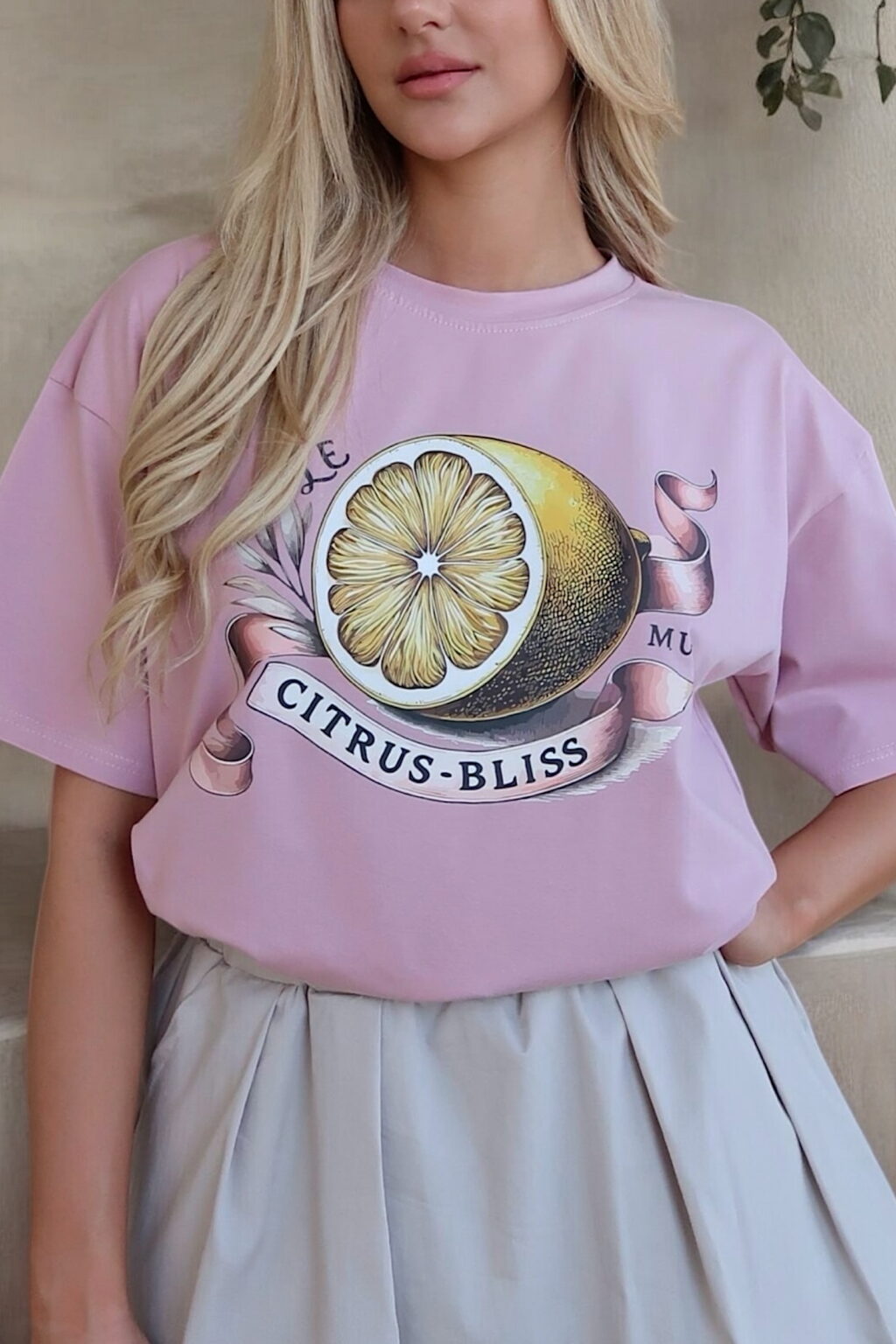 T-SHIRT Citrus Bliss | Różowy