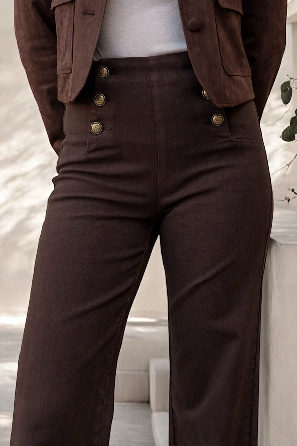 Brązowe spodnie Marine Jeans Wide Leg