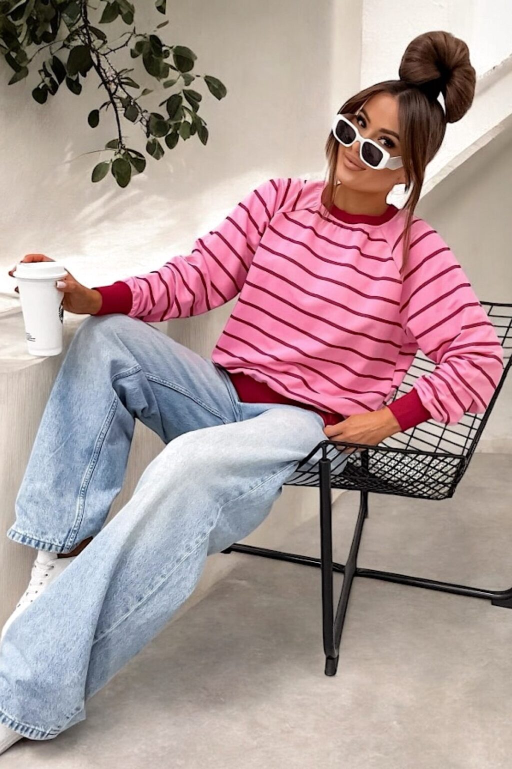 CANDY STRIPES bluza w paski różowa