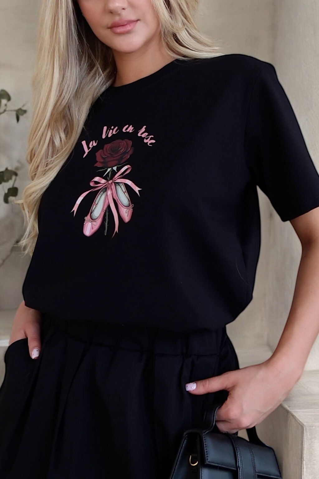 T-SHIRT La vie en Rose | czarny