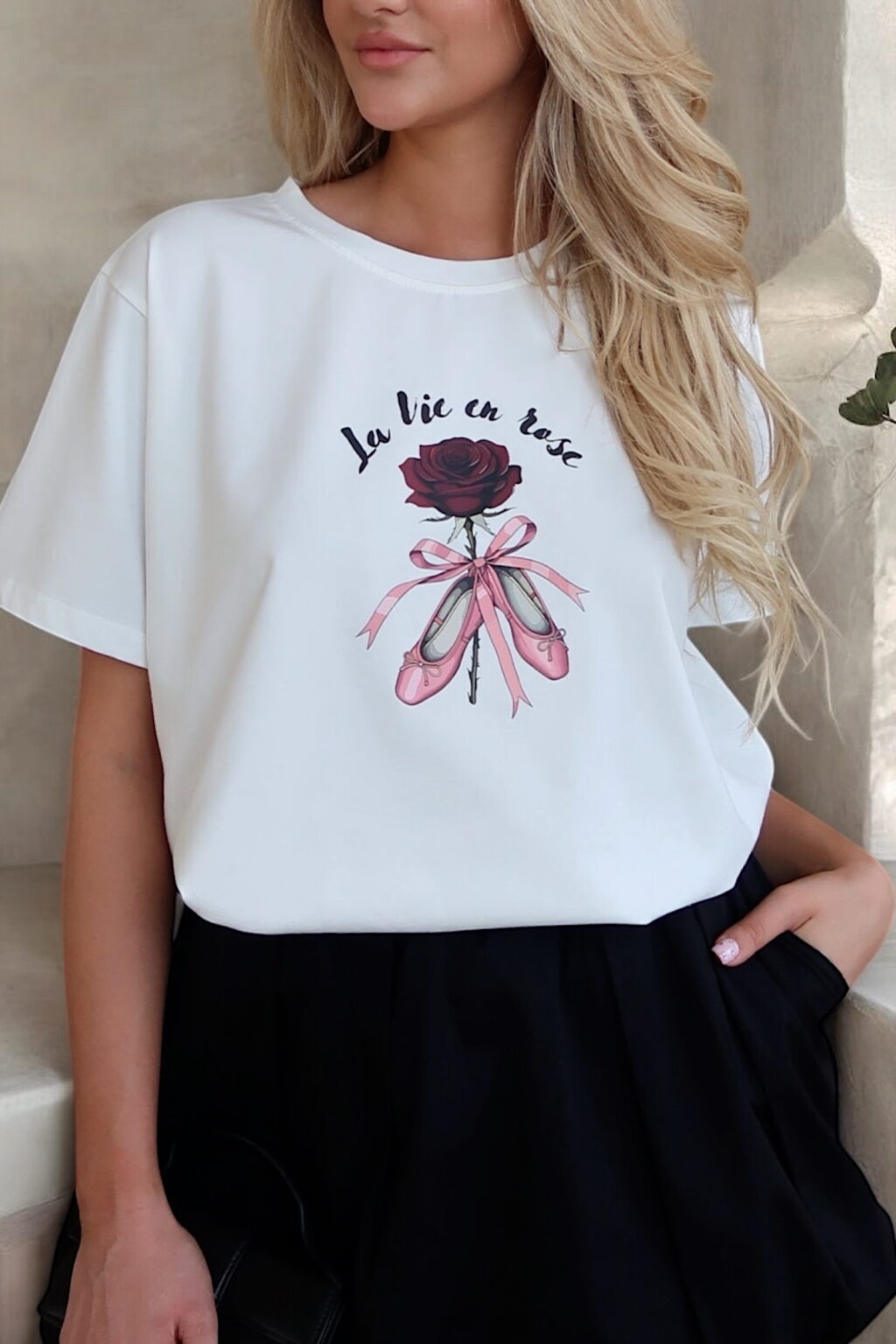 T-SHIRT La vie en Rose | biały