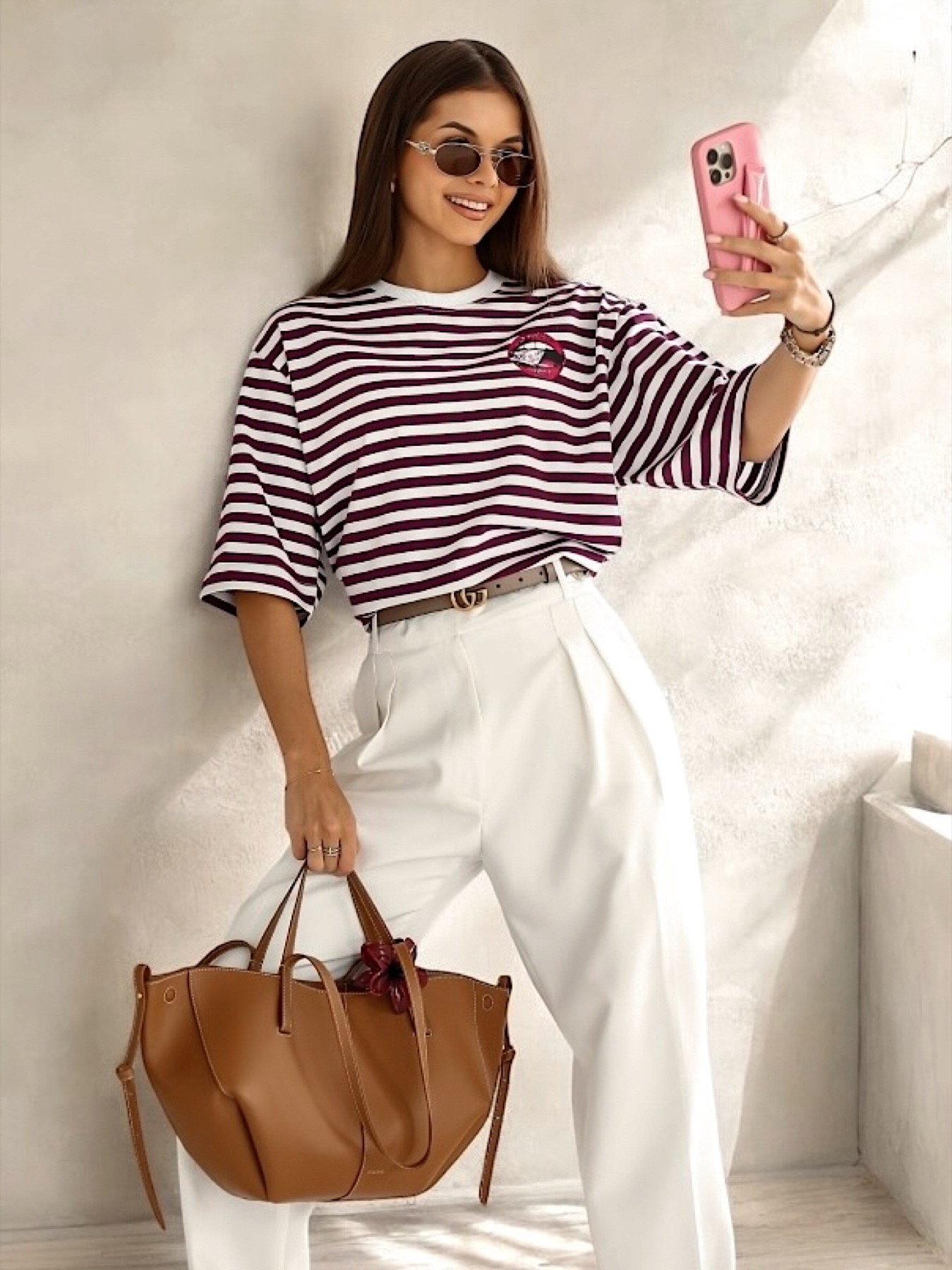 T-SHIRT OVERSIZE BURGUNDOWE PASKI LIPS