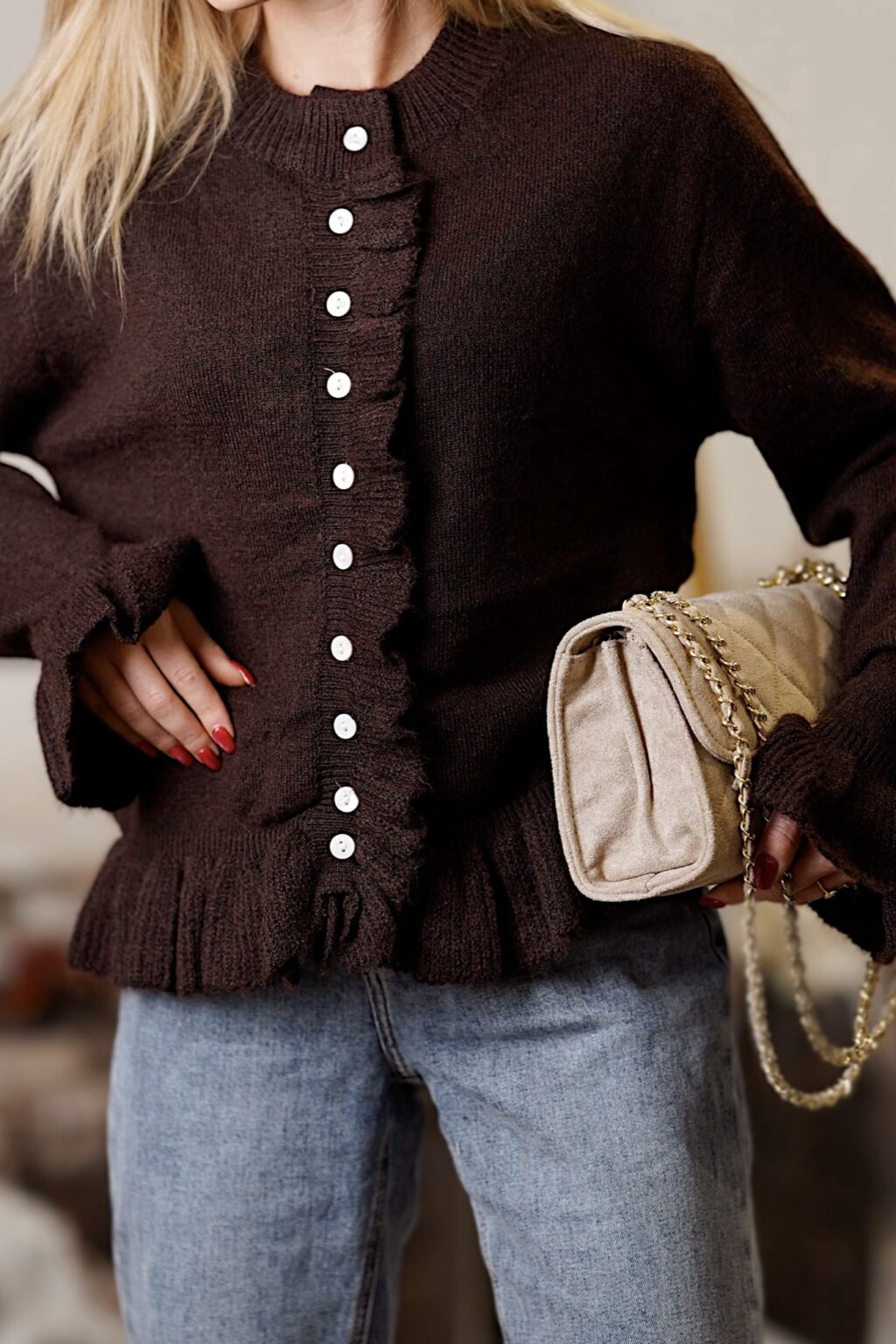 Brązowy sweter kardigan Choco Dream | alpaka wełna