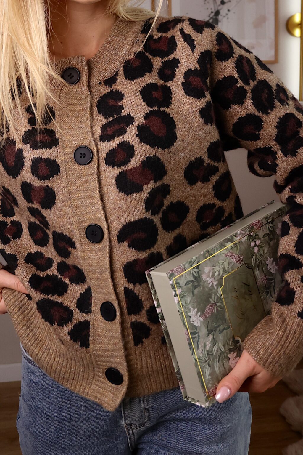 Kardigan w panterkę WILD COZY | wełna alpaka