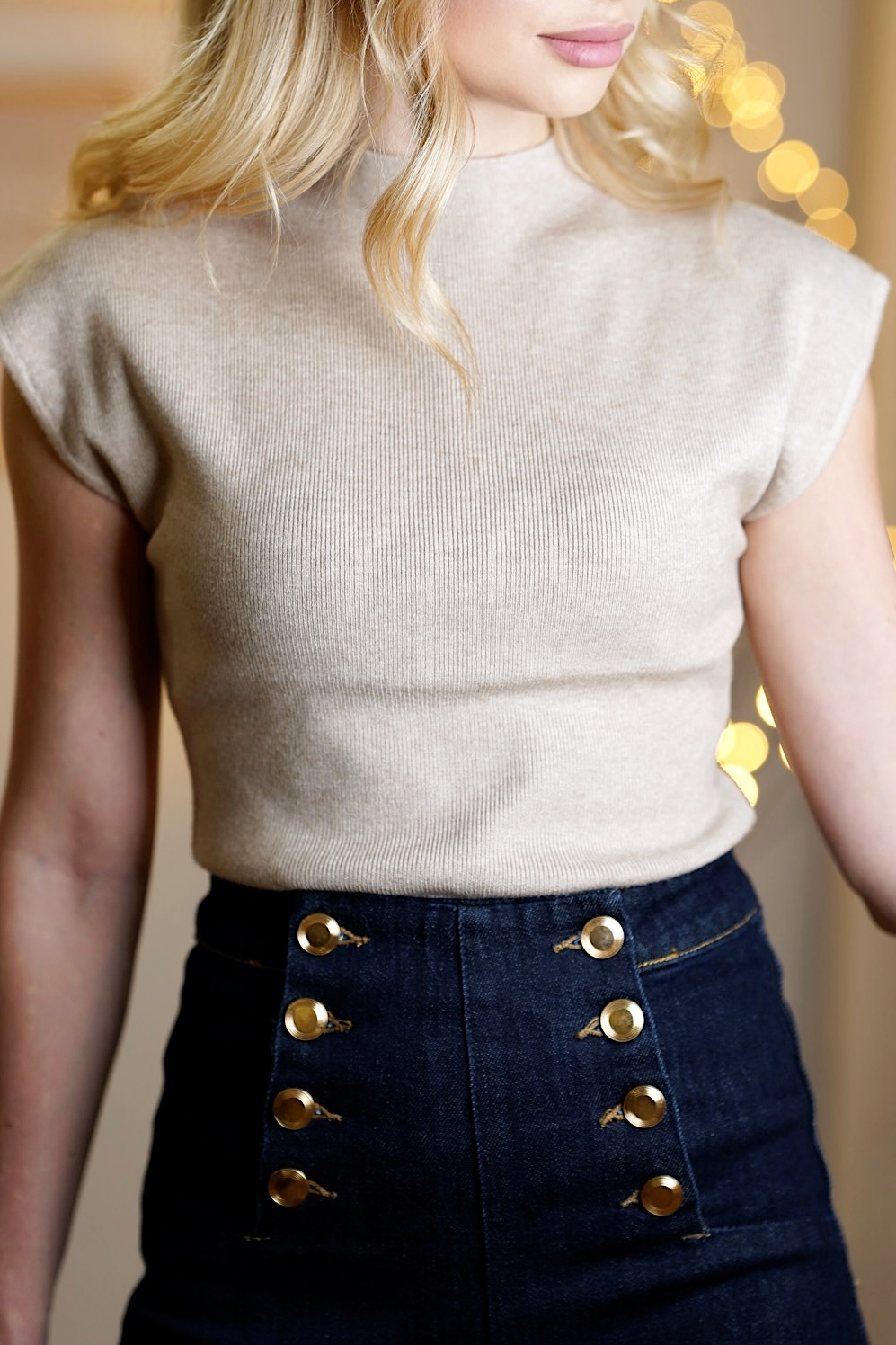 Sweterek top Essential Base | ecru