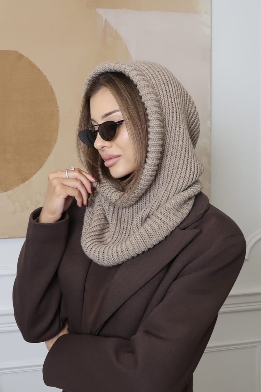 Balaclava BALY | taupe 50% wełna