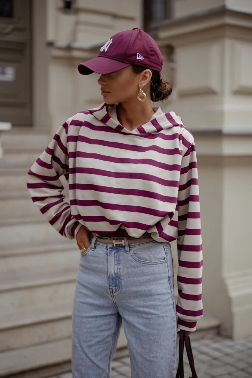 Bluza CASUAL beż+bordo