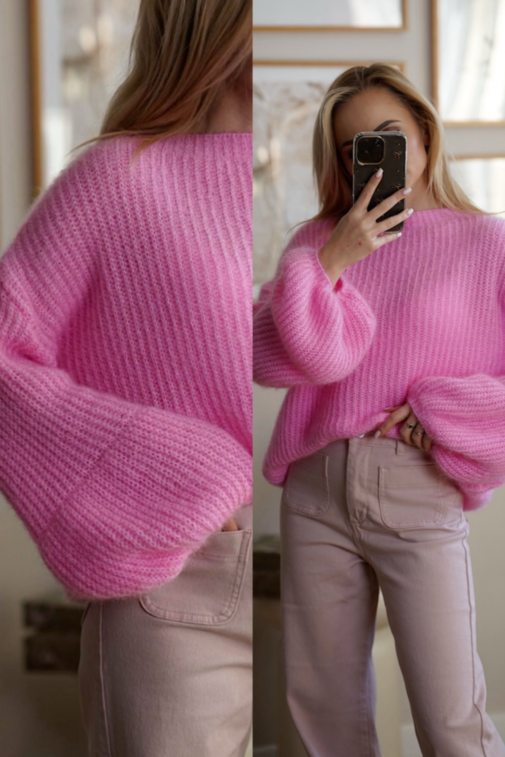 Sweter moherowy Soft Cloud | różowy