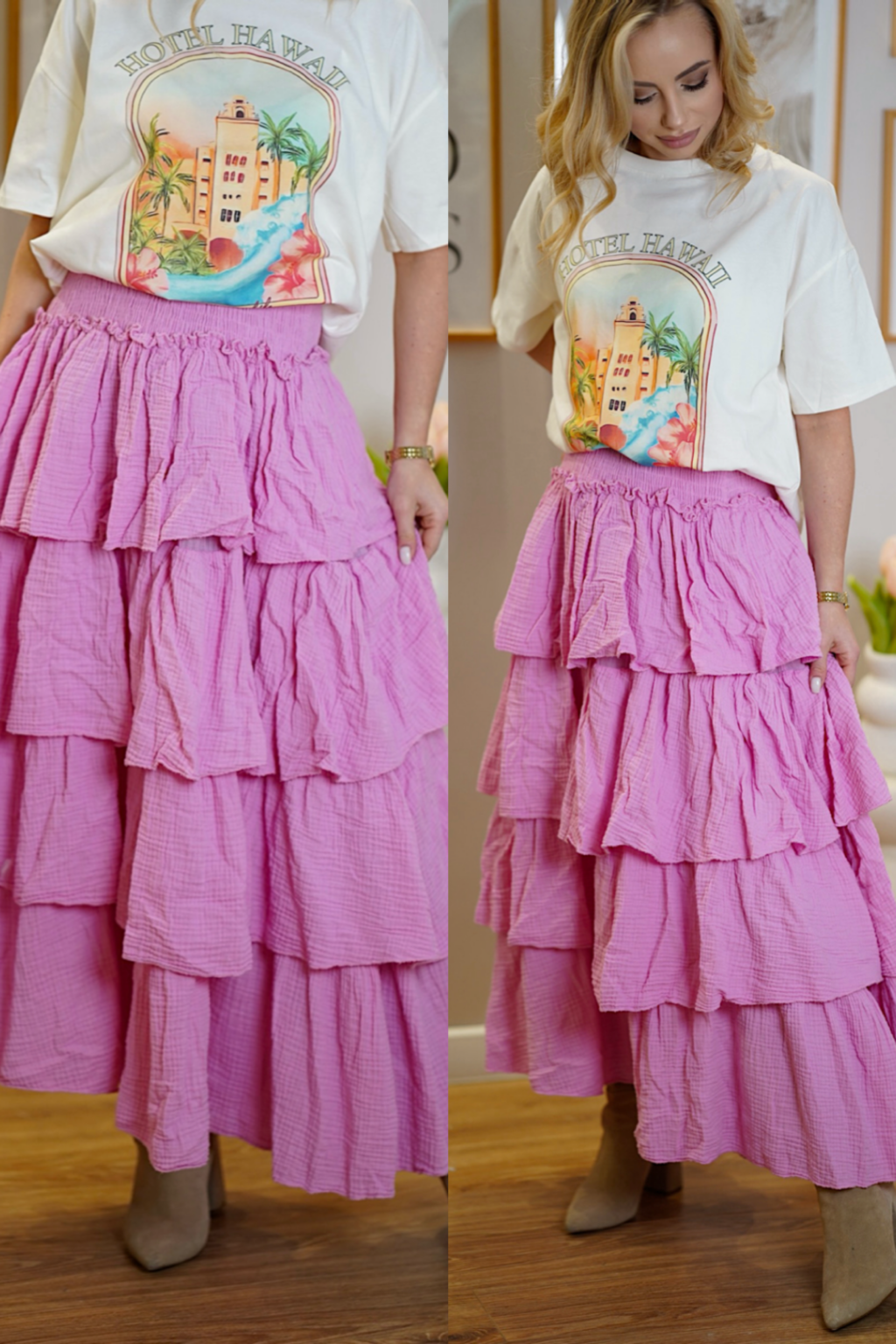 Bawełniana spódnica z falbankami PINK RUFFLES ✨