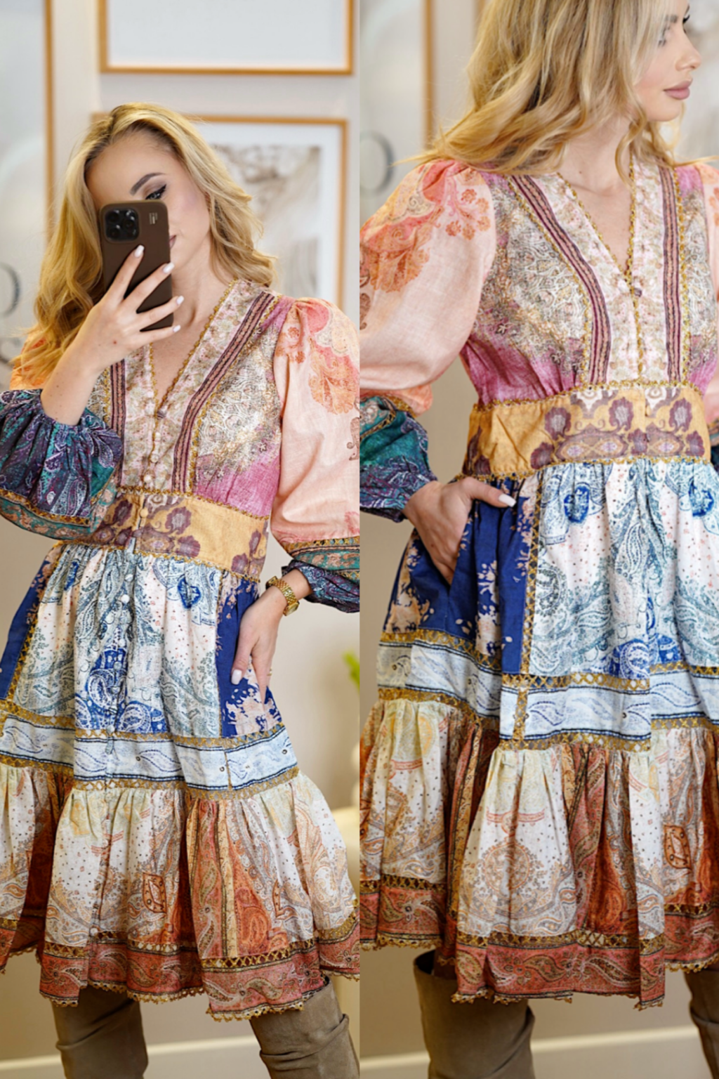 Wzorzysta sukienka boho MONACO | short