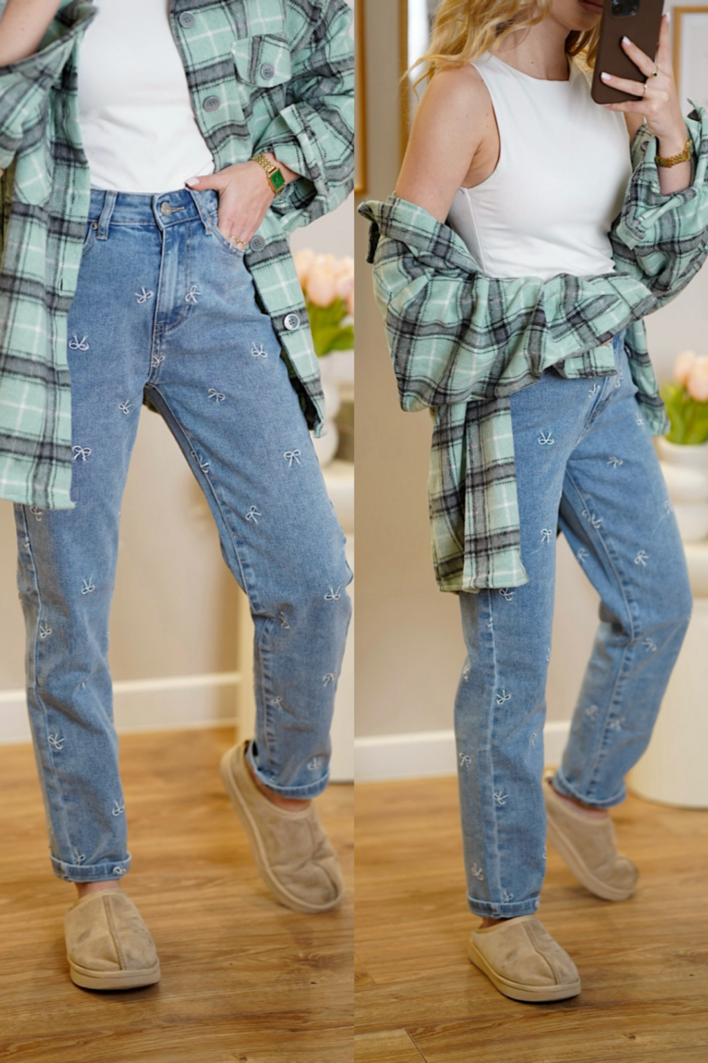 Jeansy z kokardkami VELVET BOW mom fit