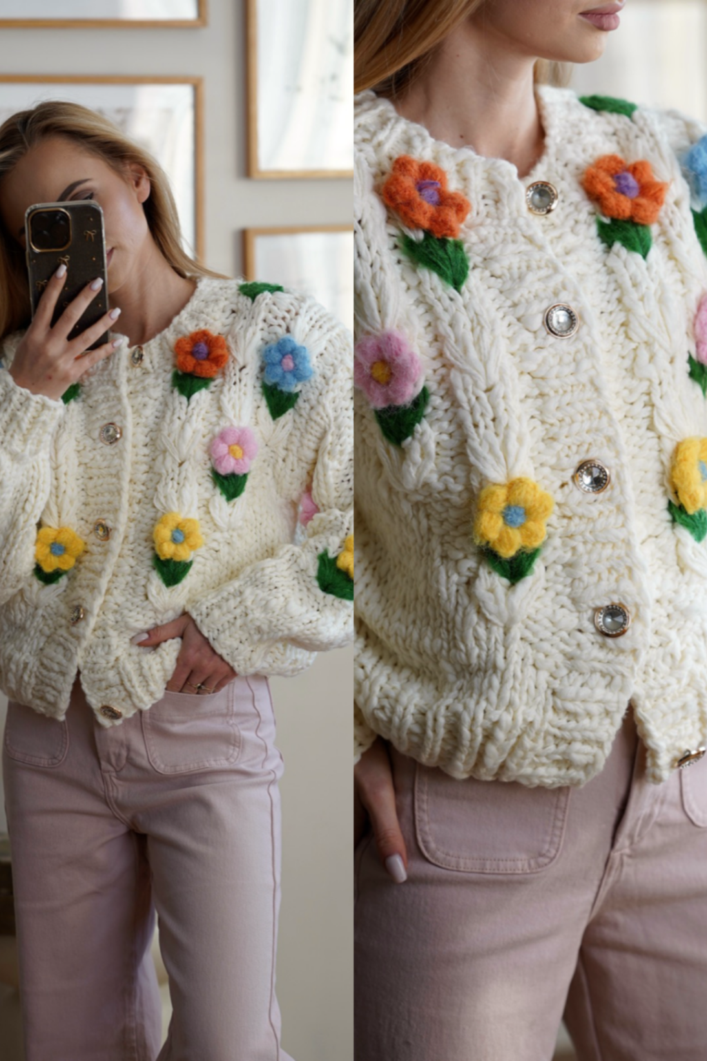 Kardigan w kwiaty 3D Spring time