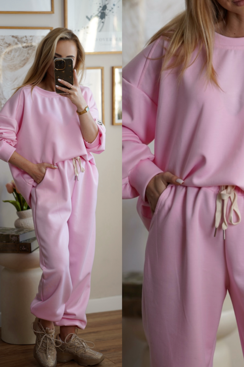 Komplet dresowy | Morning set | różowy