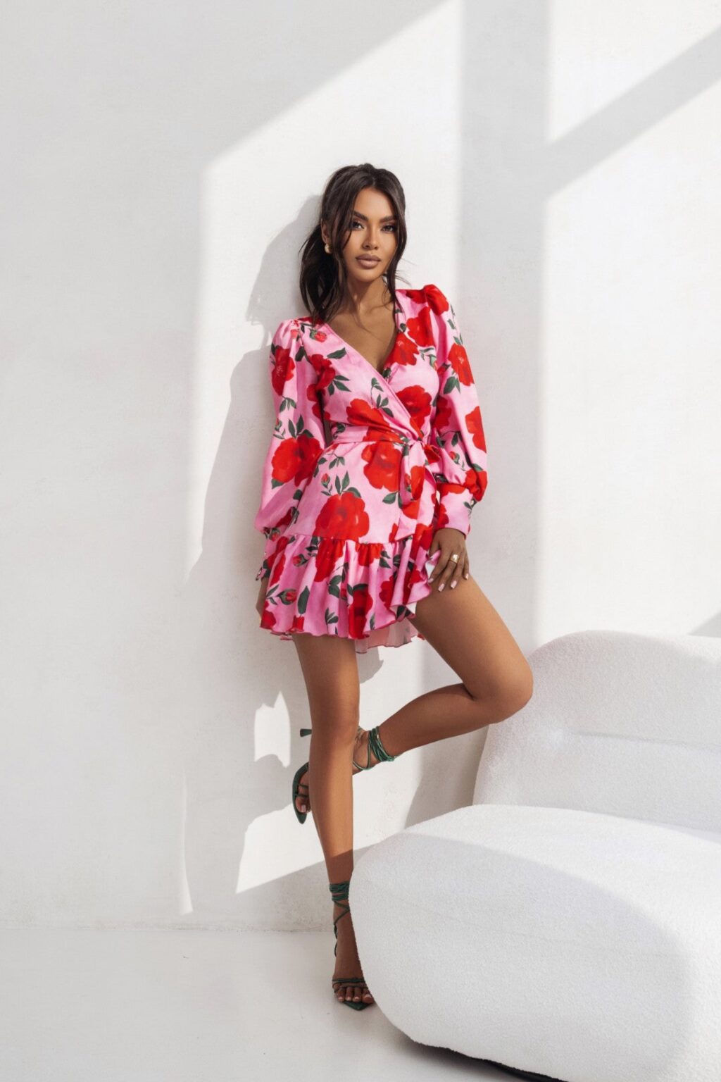 Różowa sukienka JULIA w kwiaty