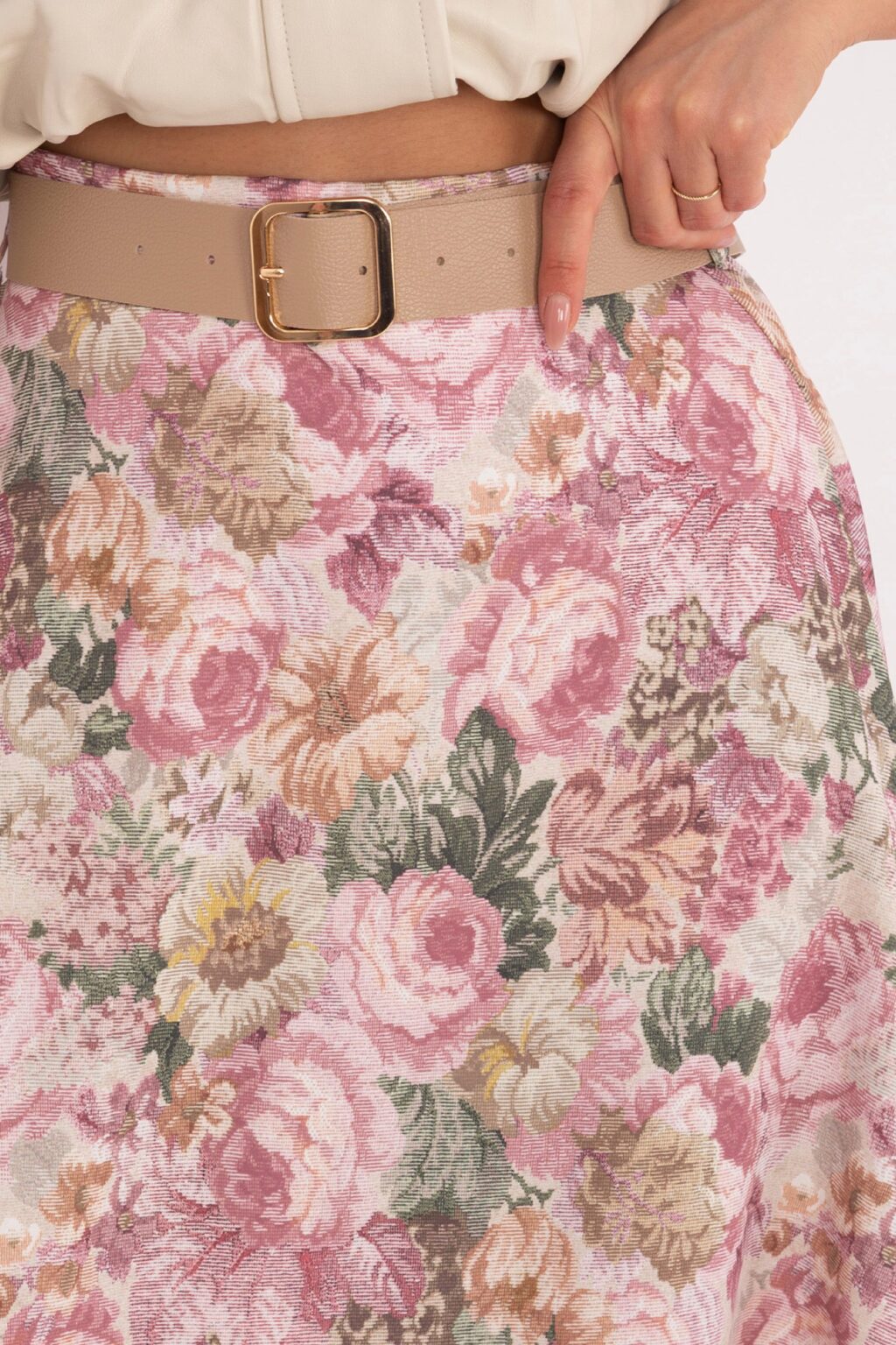 Różowa spódnica w kwiaty | AURA z paskiem 🩷