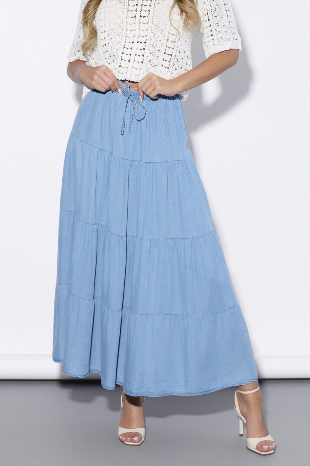 Zwiewna spódnica maxi ABBIE | tencel 🩵