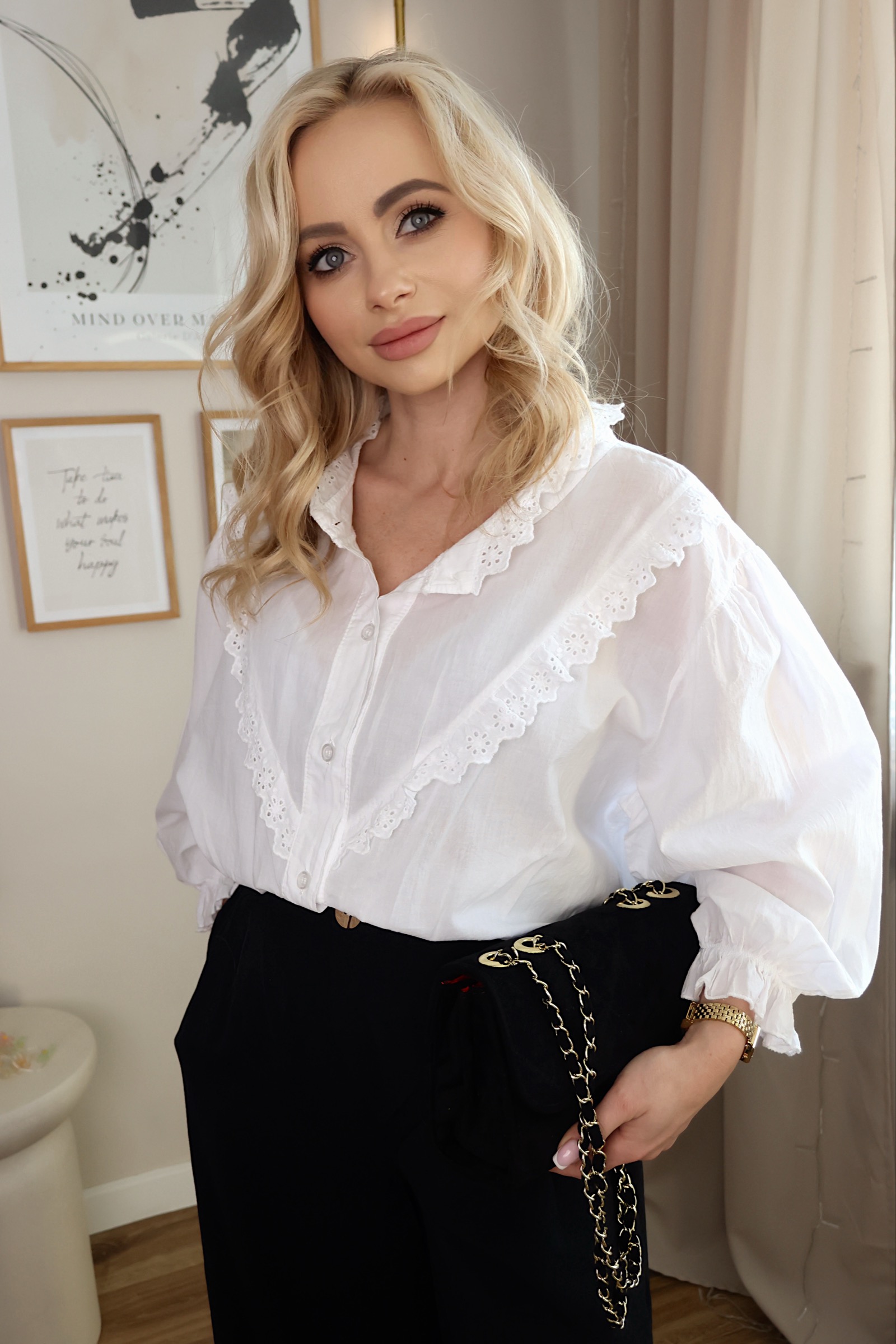 Bawełniana koszula z koronką LILLY | biała 🤍