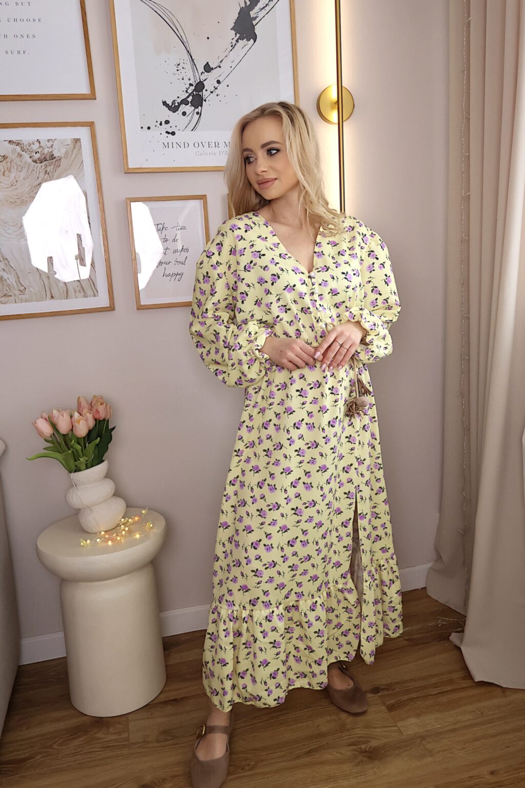 Sukienka POLA w kwiaty 🌺  | żółta 💛