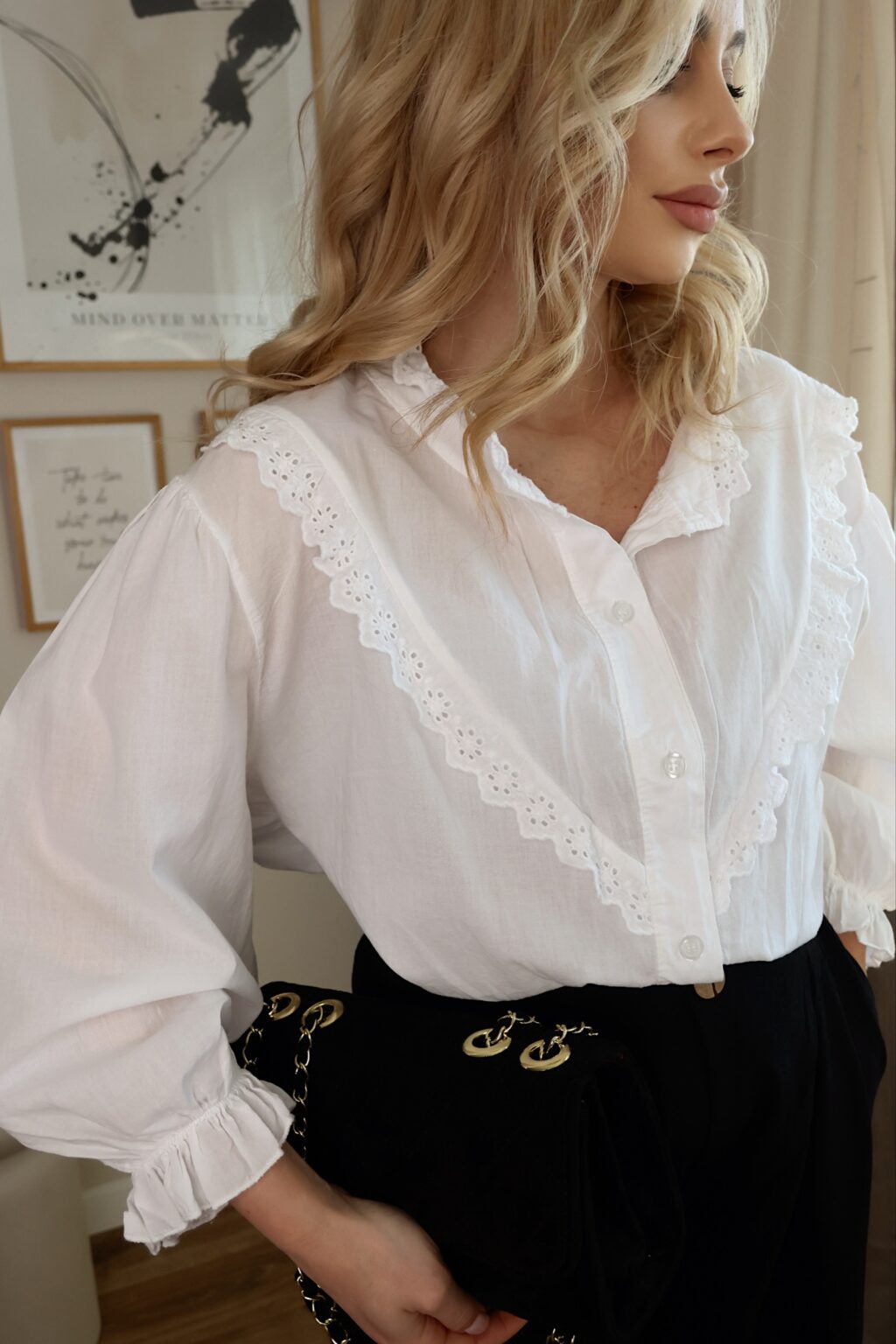 Bawełniana koszula z koronką LILLY | biała 🤍
