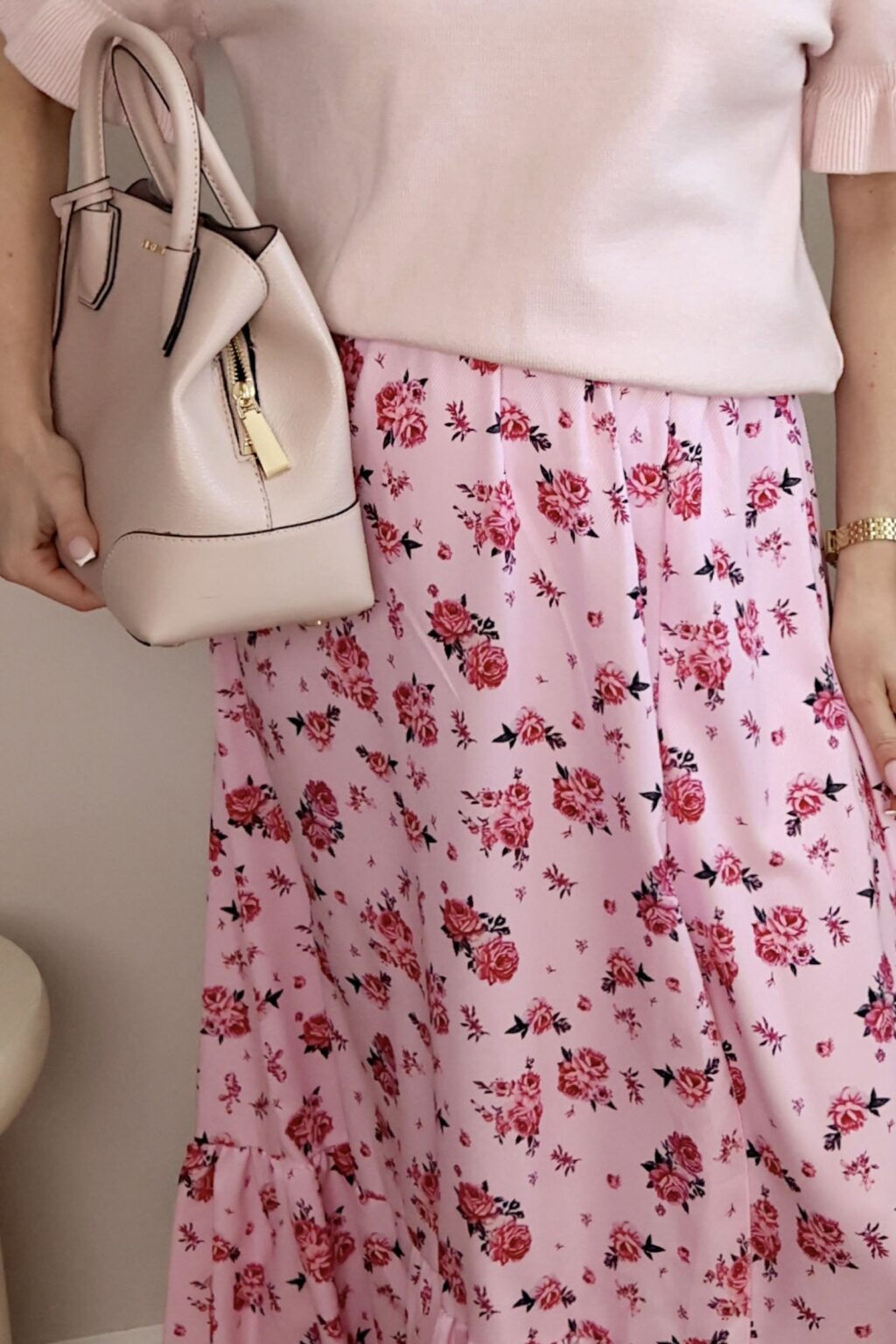 Spódnica SIMPLY kwiaty 🌷  | różowa