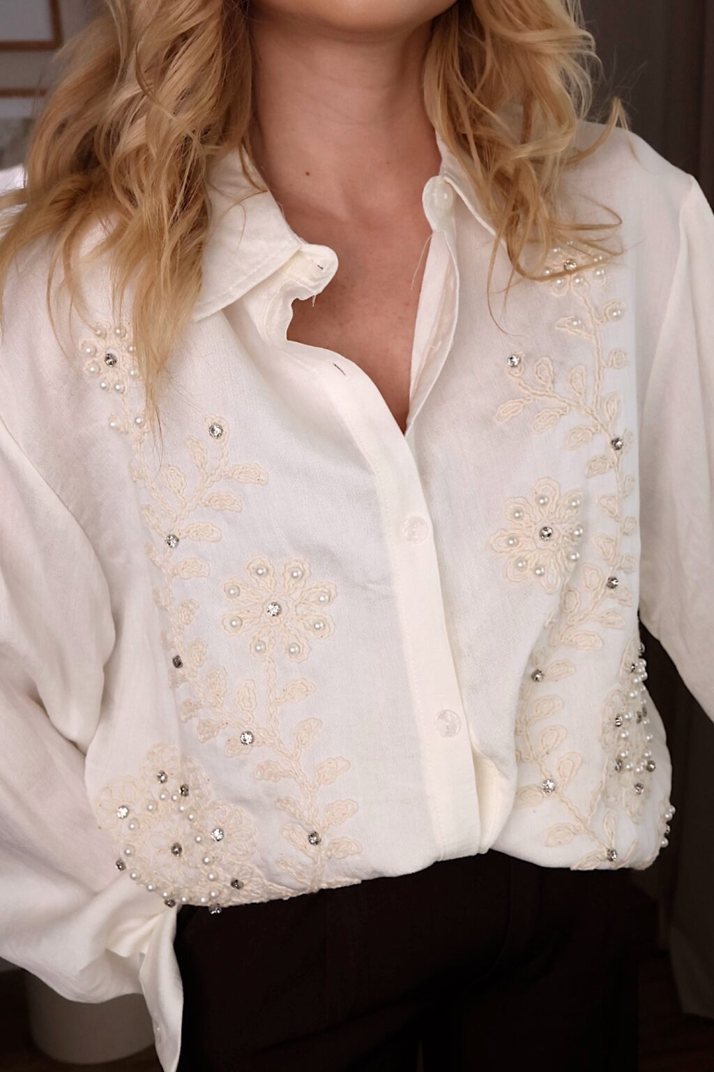 Koszula z haftem i perełkami SHINY BASIC