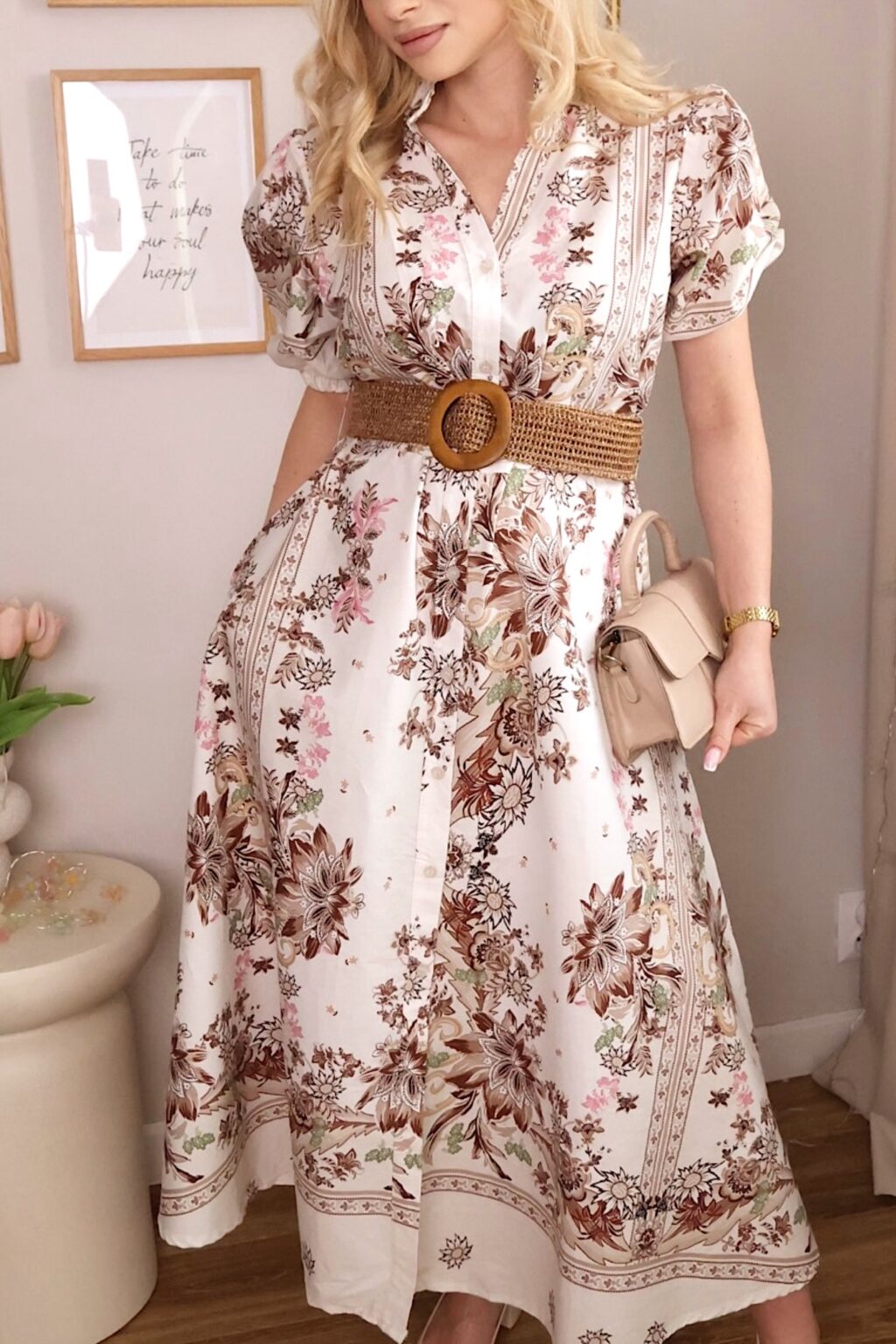 Bawełniana sukienka z paskiem SAKURA 🌸