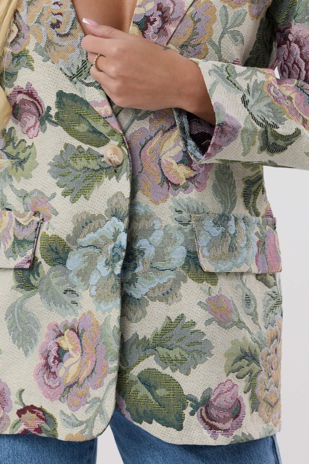 Żakardowa marynarka w kwiaty FLORIA