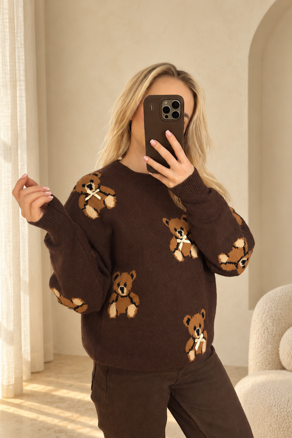 Sweter w misie TEDDY LOVE 🐻 | Czekolada